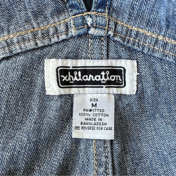 VTG 90s Y2K Xhilaration Cotton Denim Bib Overalls Medium Wash Pockets GUC Medium - Picture 8 of 9